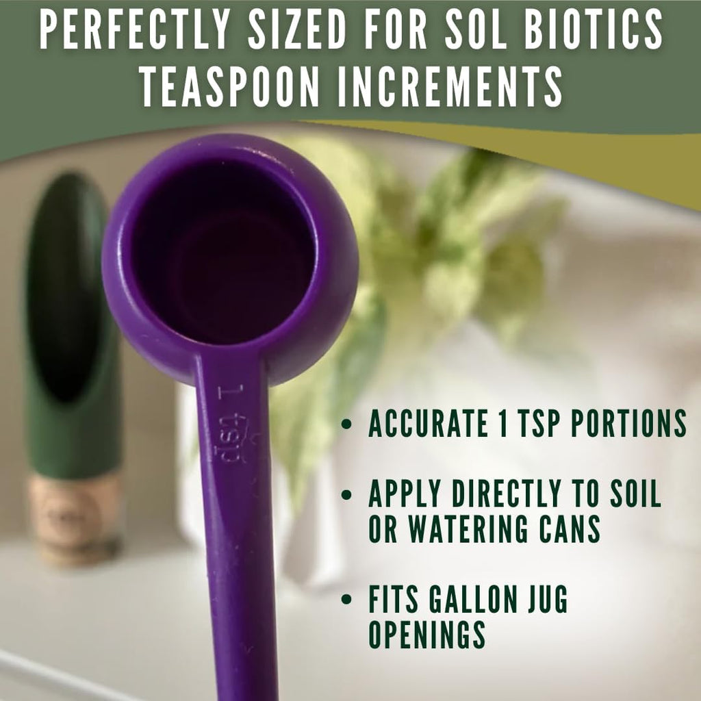 Sol Soils Sol Biotics 2-in-1 Teaspoon and Repotting Soil Pick - Measuring Scoop for Soil Amendments with Plant Repotting Tool for Root Cleaning and Indoor Plant Care