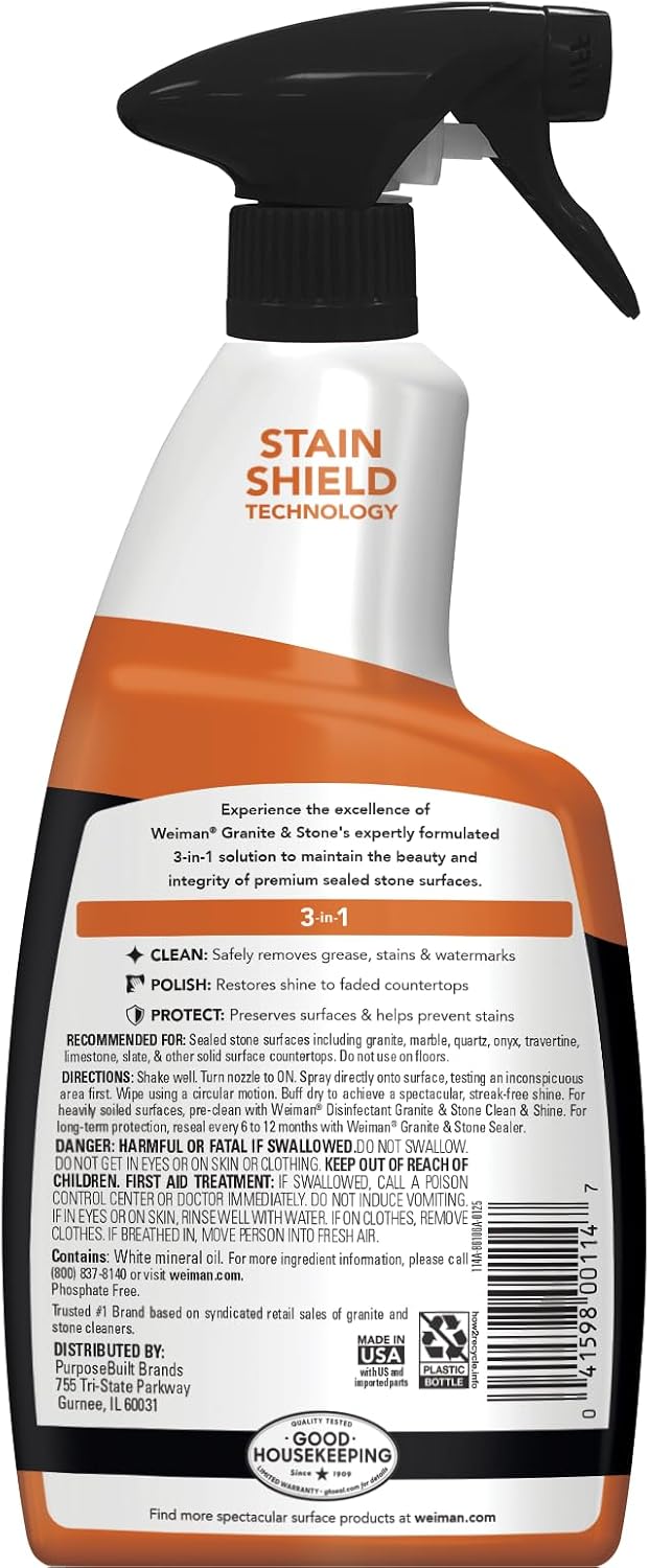 Weiman Granite and Stone Countertop Cleaner, Polisher & Protector, 2 Pack