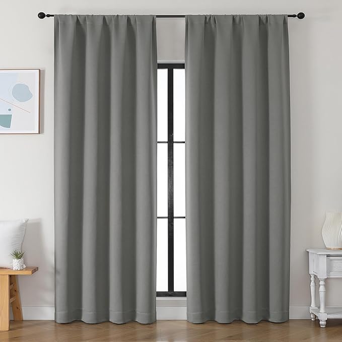 Simplebrand Ava Light Grey Blackout Curtains by Simplebrand