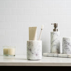 Cork & Mill Marble Bathroom Accessories Set, White Vanity Decor