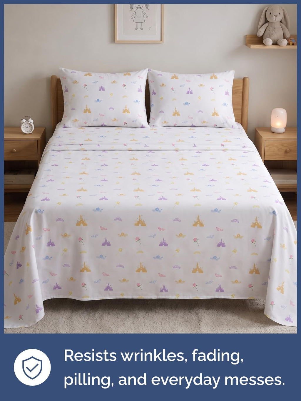 Kids Full Size Princess Bed Sheets - 4 Piece Kids Princess Sheet Set