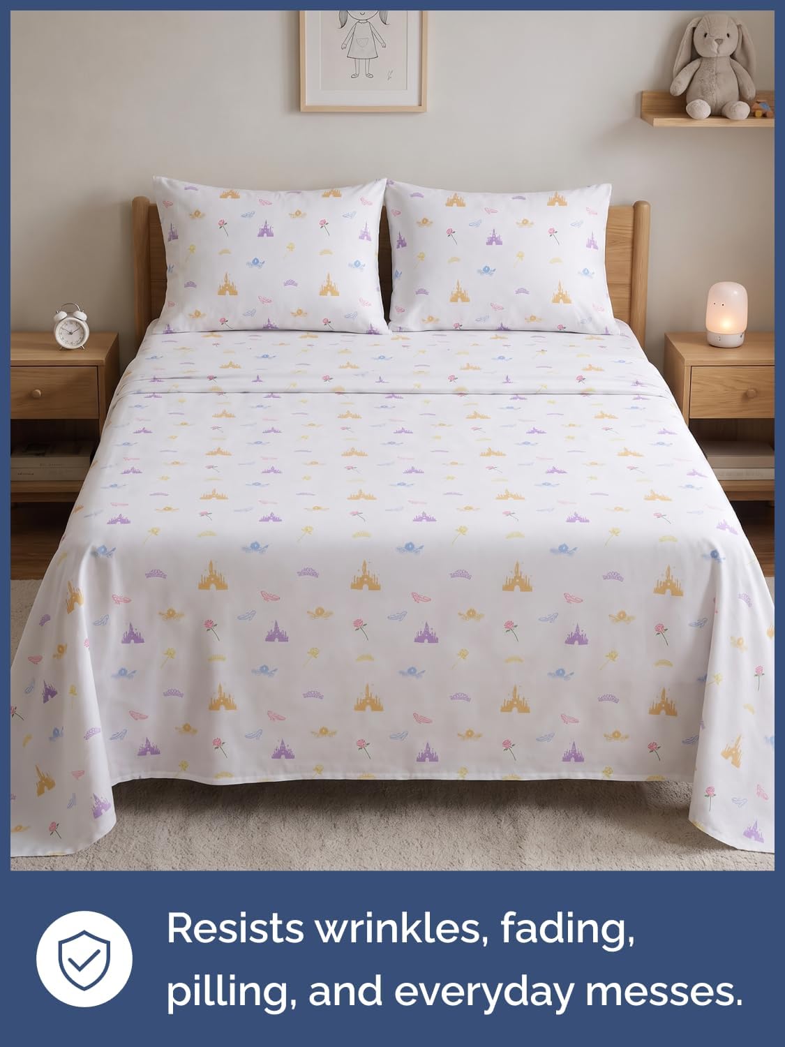 Kids Full Size Princess Bed Sheets - 4 Piece Kids Princess Sheet Set