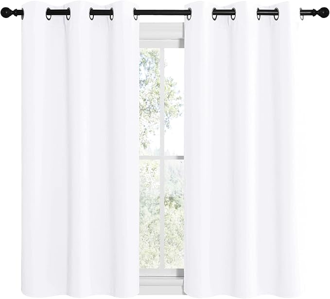 NICETOWN White Window Curtain Panels 50 inch Length, 50% Light Blocking Curtains - Image 2