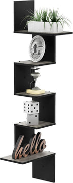 Furinno Rossi 5-Tier Corner Floating Shelves for Wall, French Oak