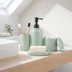Ava Nord Modern Minimalist Ceramic Bathroom Accessories | Set of 4 | Green