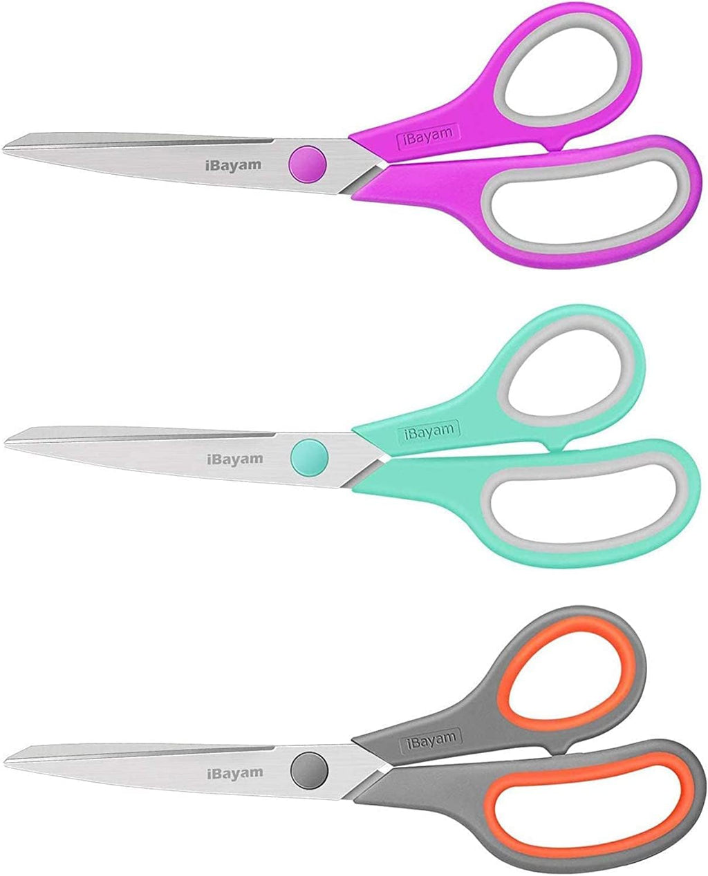 iBayam 36-Pack 8" Heavy Duty Scissors, Sharp Comfort-Grip, Left/Right Hand