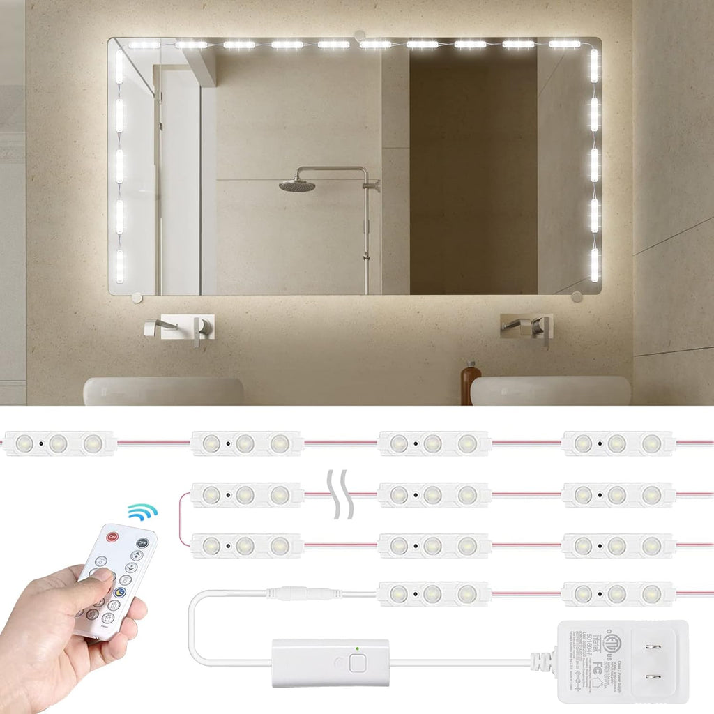 Kintion LED Vanity Mirror Lights with RF Remote, Dimmable Hollywood Style 13ft(4m), Bathroom Waterproof, for Full Body Mirror, Makeup Mirror, Vanity Mirror, Bathroom Mirror(Mirror Not Include)