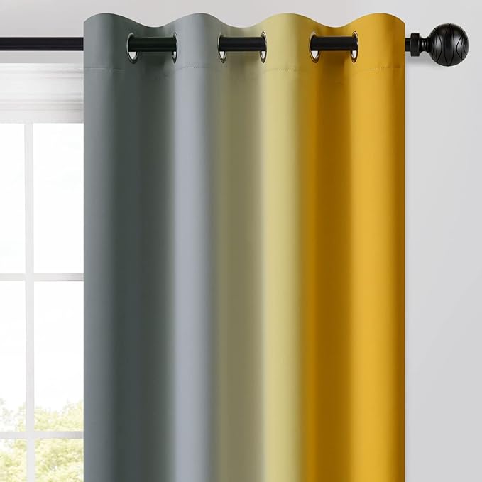 Yakamok Ombre Grey and Yellow Curtains - Image 3