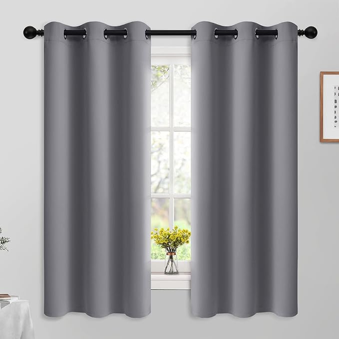 Yakamok 63 Inch Length Grey Blackout Curtains by Yakamok