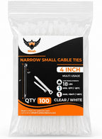 Small Zip Ties 4 inch Clear, 18lb Strength, 1000 pack UV-Resistant, Self-locking PA 66 Nylon Small Cable Ties for Home, Office, Garden, Cable Management by Nirah