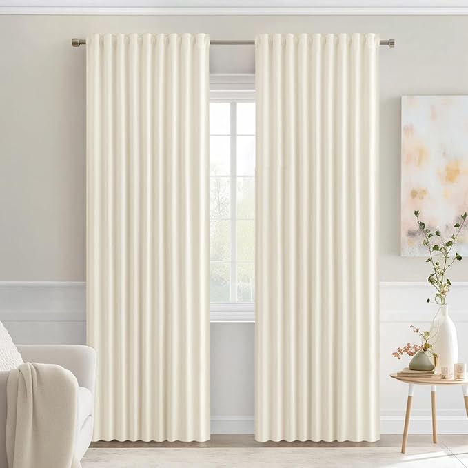 MIULEE Birch Back Tab Blackout Curtains 72 Inches Long 2 Panels Set by MIULEE