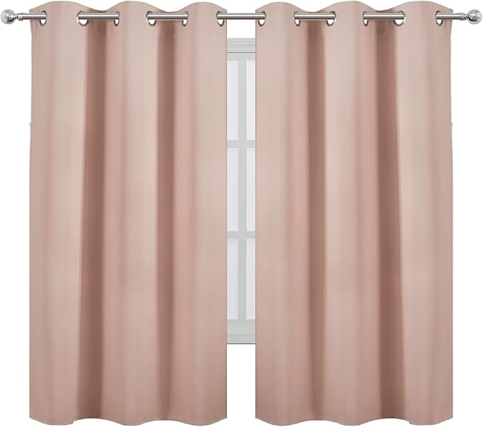 LEMOMO Blackout Curtains 42 x 63 inch/Blush Curtains Set of 2 Panels/Thermal - Image 2