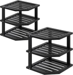 VERTORGAN 3 Tier Bamboo Dish Drying Rack,Corner Shelf 2 Pack(Natural)