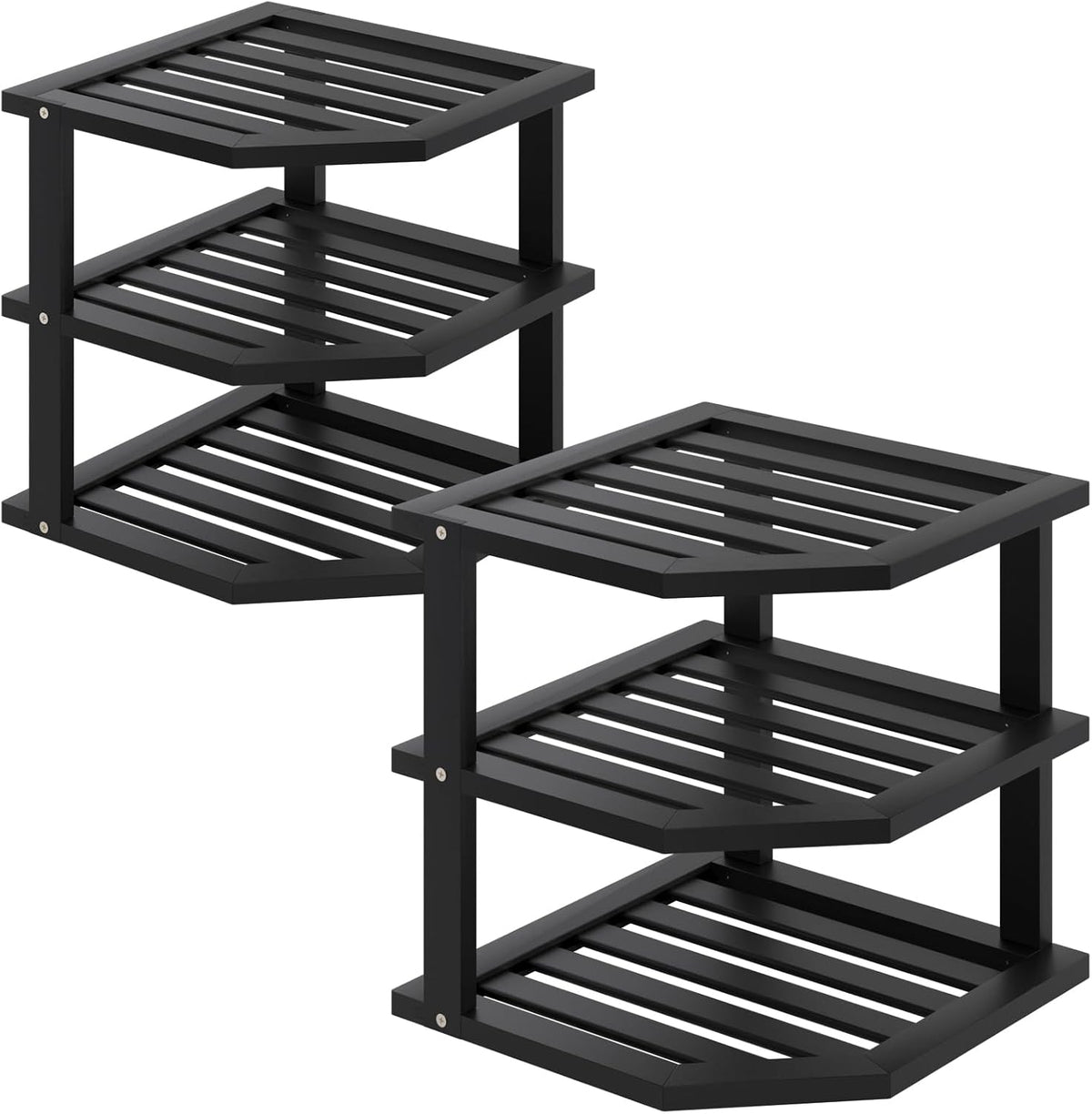 VERTORGAN 3 Tier Bamboo Dish Drying Rack,Corner Shelf 2 Pack(Natural)