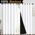 Yakamok Pure White 100% Blackout Curtains, 2 Thick Layers Completely Blackout - Image 2