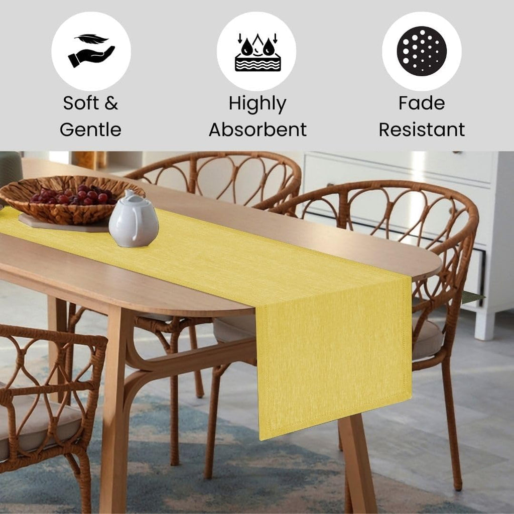 Pure Linen Table Runner 72 inch Long - Soft Durable Washable - Farmhouse Table Runners for Everyday Use Weddings Holidays Christmas - 13x72 Rustic Vintage Dining Table Runner Yellow