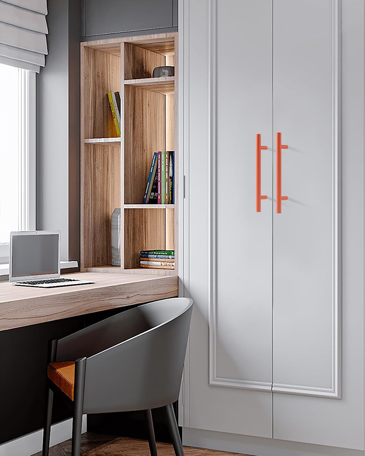 5 Pack Orange Cabinet Pulls 5 Inch Hole to Hole Cabinet Handles for Kitchen Cabinets Modern Dresser Handle Colorful Kids Furniture Hardware Handle
