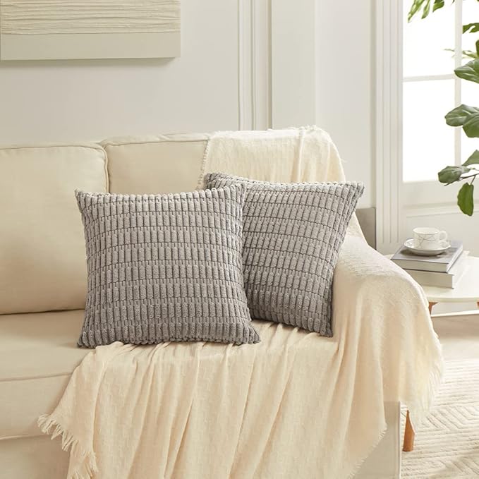 Fancy Homi 4 Packs Grey Decorative Throw Pillow Covers 24x24 Inch - Image 6