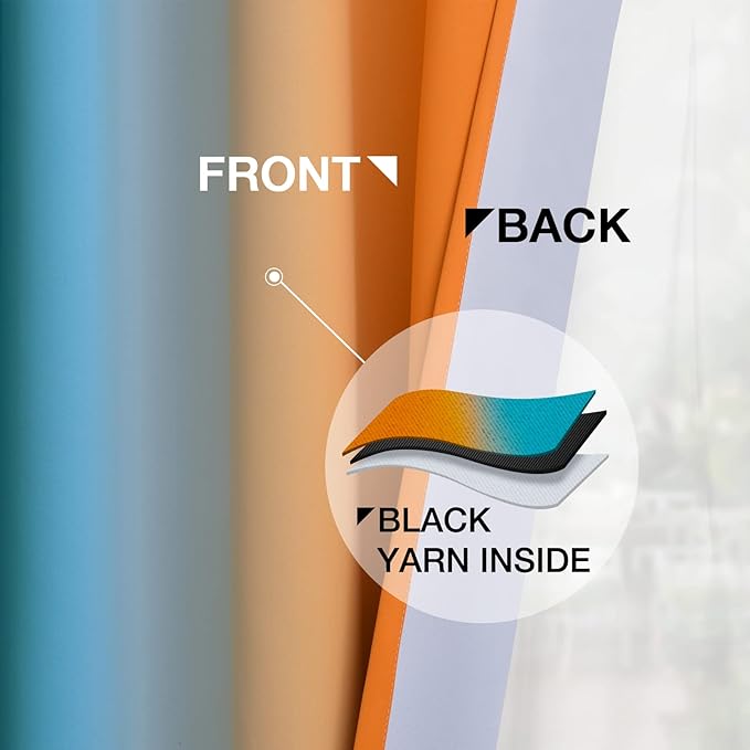 Yakamok Ombre Orange and Blue Curtains - Image 7