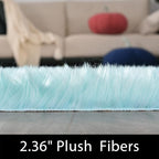 Latepis Light Blue Fluffy 2x6 Rug Runner Teal Shag Washable Area Rugs Faux Fur - Image 2