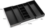 Utensil & Junk Drawer Organizer, 16-28 in, Black Bamboo