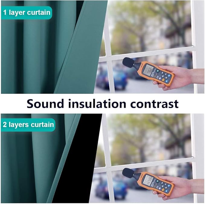 NICETOWN 100% Blackout Curtains 108 inches Long, Noise Reduction Window - Image 2