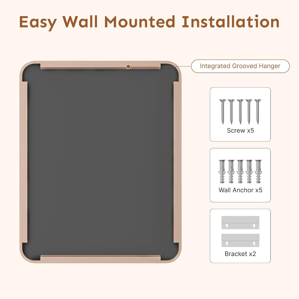 Kosmonia 20x16 Inch Bathroom Vanity Mirror Brushed Rose Gold