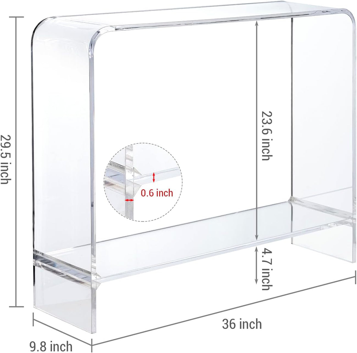 MyGift Clear Acrylic Console Table with Shelf, 2 Tier Entryway Table