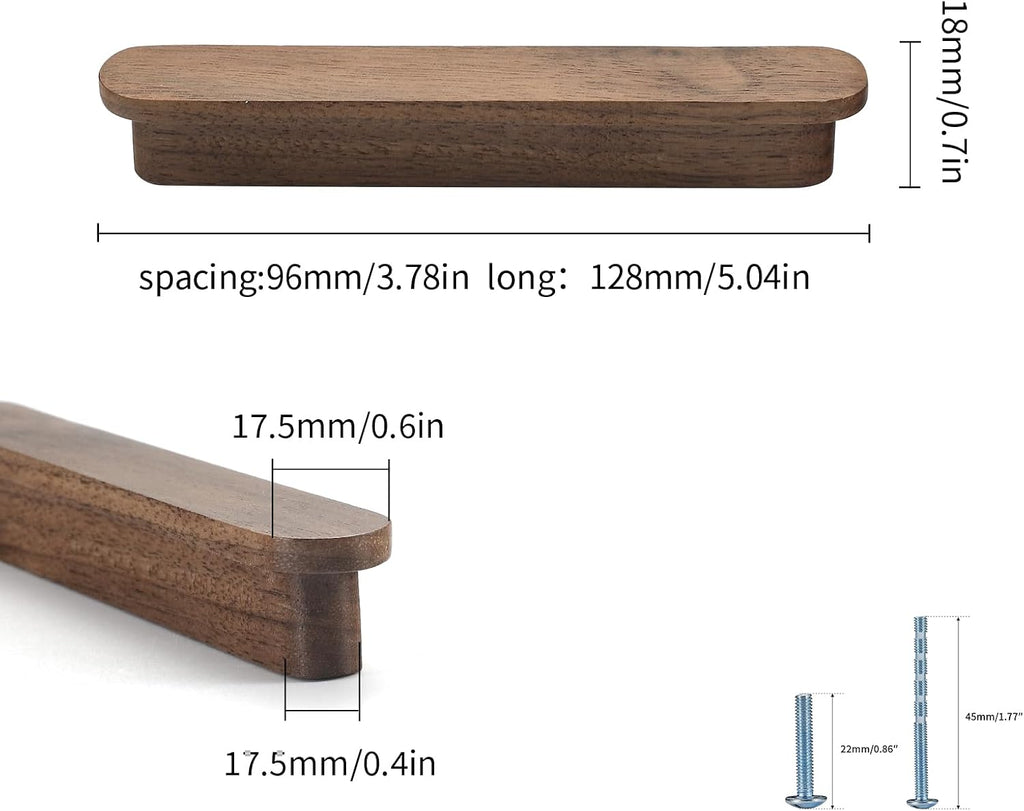 3 3/4 in Walnut Wood Kitchen pulls cabinets Handles Furniture Dresser Wardrobe Cupboard Drawer Handles 2 pcs