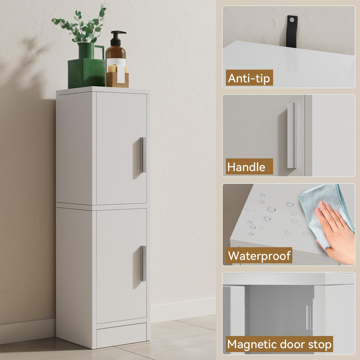 IBUYKE Small Bathroom Storage Cabinet, Narrow Floor Corner Cabinet UWBS002W