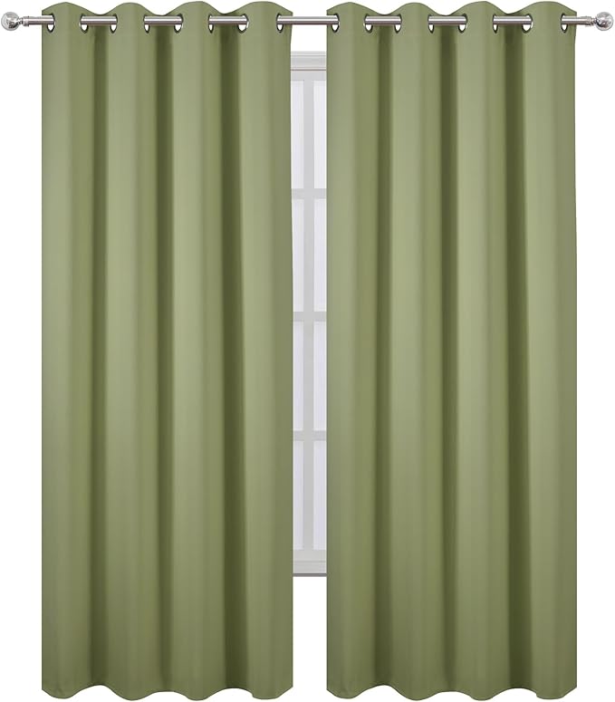 LEMOMO Blackout Curtains 52 x 84 inches Long Sage Green Curtains Set of 2 - Image 2