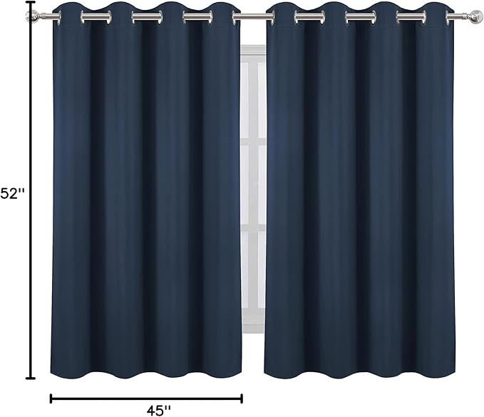 LEMOMO Navy Blue Blackout Curtains/52 x 45 Inch/Set of 2 Panels Room Darkening - Image 10