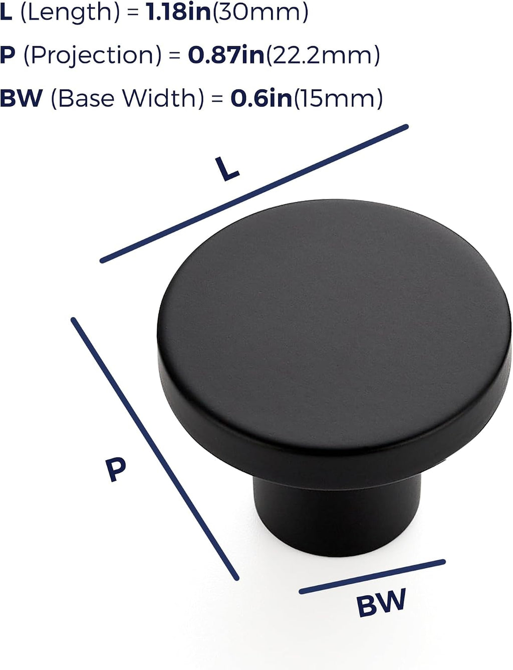 Ravinte Cabinet Knobs, 10 Pack Black Dresser Drawer Pulls, 1-1/5 Inch