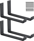 HOME MASTER HARDWARE Black L Shelf Brackets 9" Lip Floating Hook 4 Pack