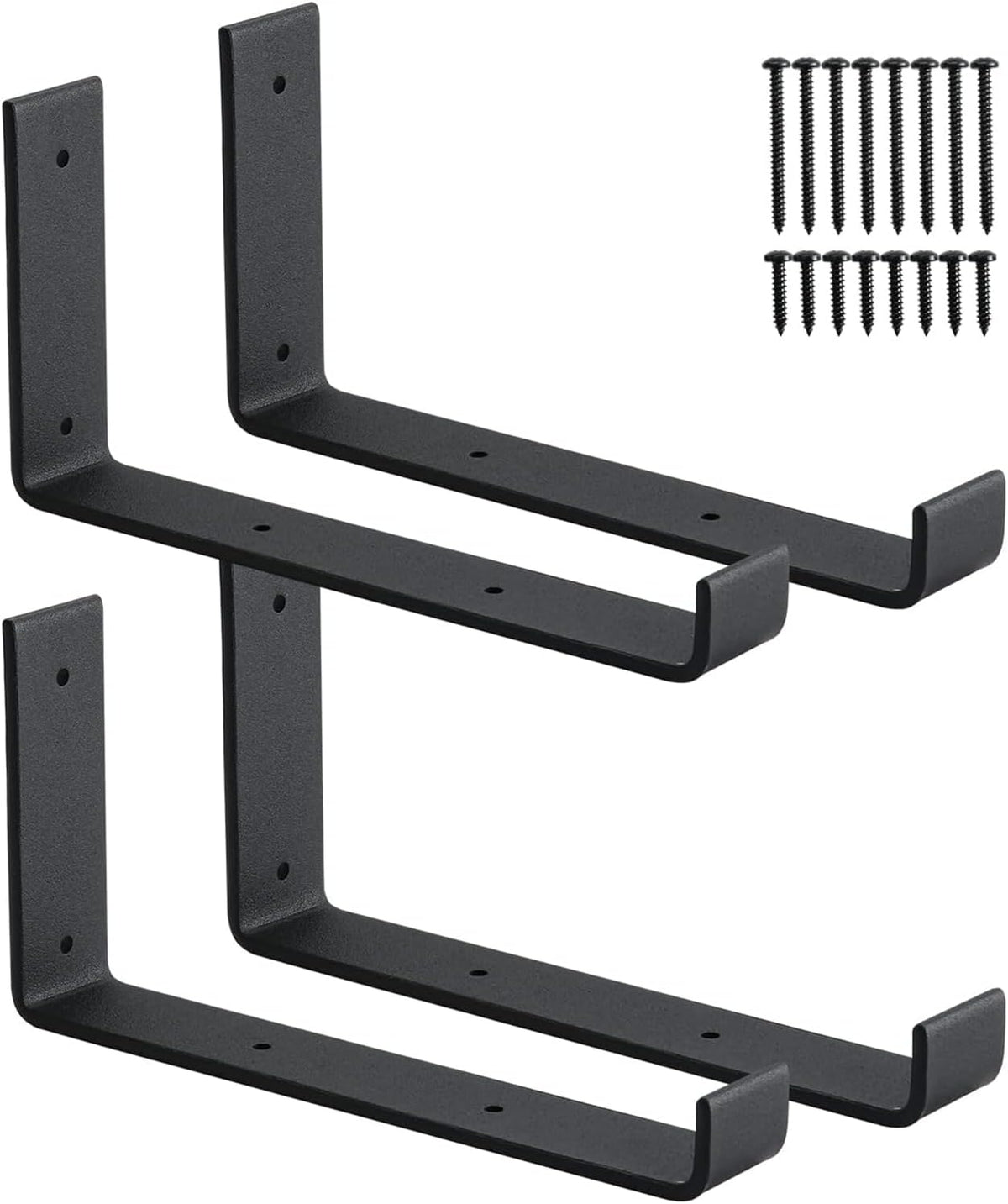 HOME MASTER HARDWARE Black L Shelf Brackets 9" Lip Floating Hook 4 Pack