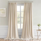 MIULEE Back Tab Cream Beige Curtains 108 Inch Long 2 Panels Set - Image 9