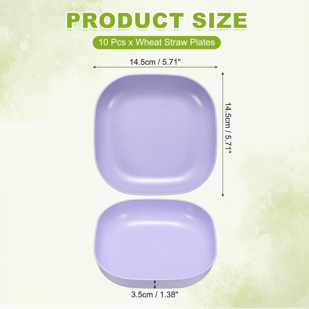 uxcell 10Pcs Square Wheat Straw Plates, 14.5cm/5.7" Unbreakable Plates