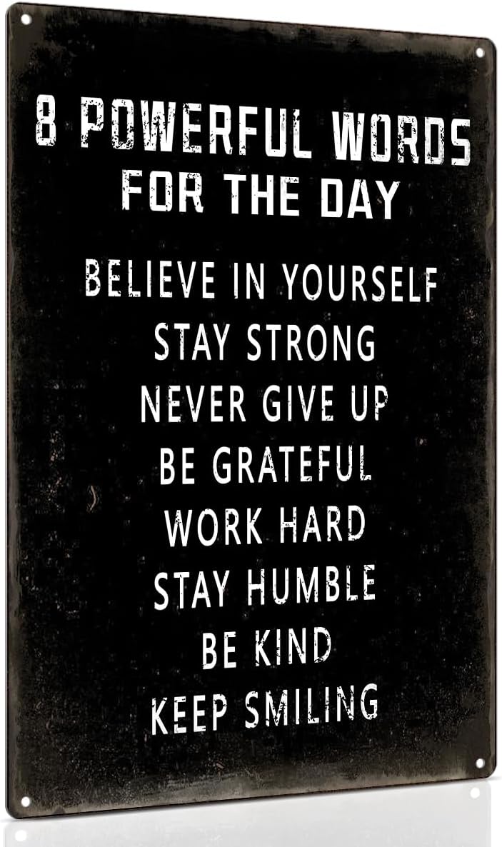 ALKB Motivational Wall Sign 8x12", 8 Powerful Words for the Day