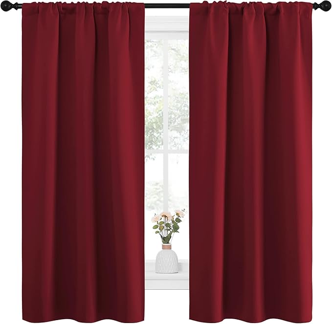 NICETOWN Christmas Burgundy Curtains Blackout Drape Panels - Image 2