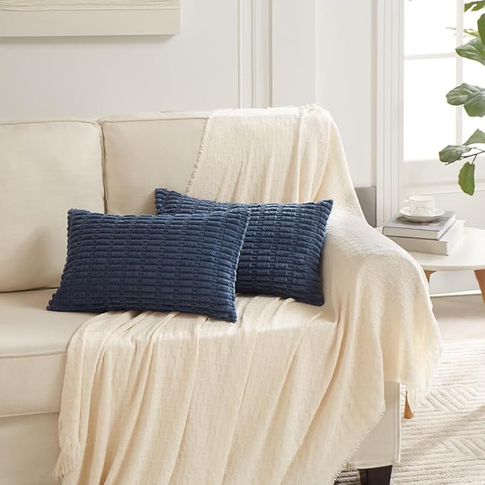 Fancy Homi 4 Packs Dusty Blue Decorative Throw Pillow Covers 12x20 Inch - Image 7