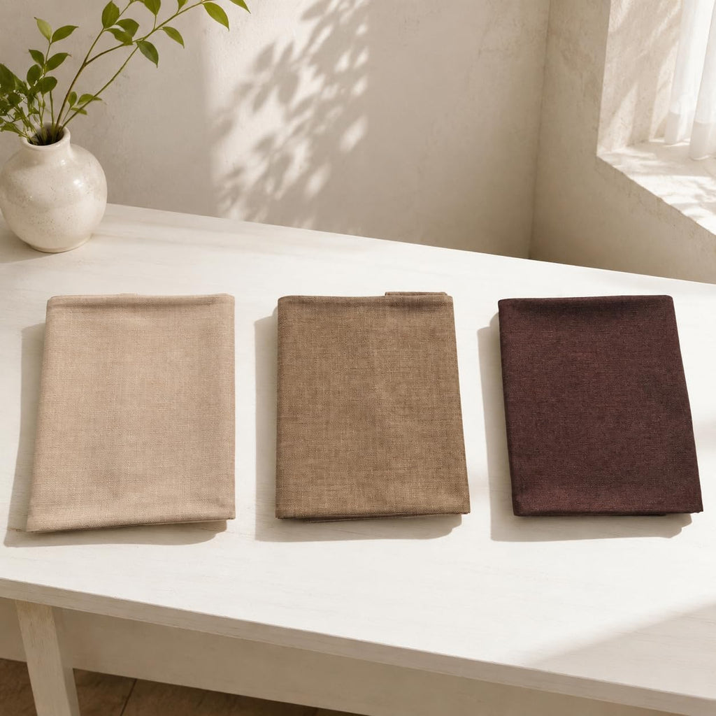 Beige Faux Linen Table Runner Waterproof Elegant Modern Table Decor 72inch