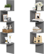 HOOBRO Corner Shelf Wall-Mounted, Set of 2 Floating Corner Shelves for Wall