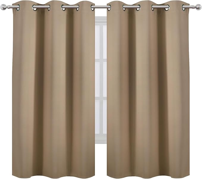 LEMOMO Blackout Curtains 42 x 63 inch/Natural Curtains Set of 2 Panels/Thermal - Image 2