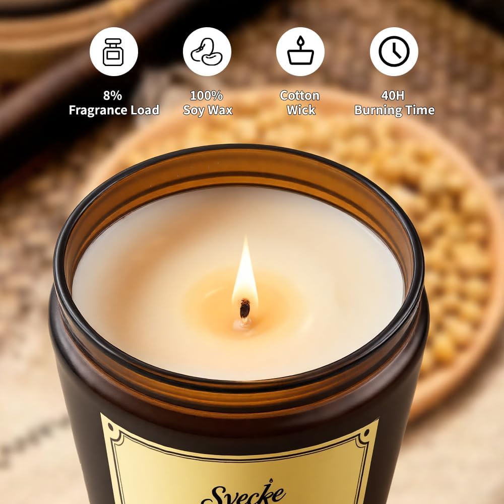 4 Pack Scented Candles, Lemon, Lavender, Sage Citrus, Fireside
