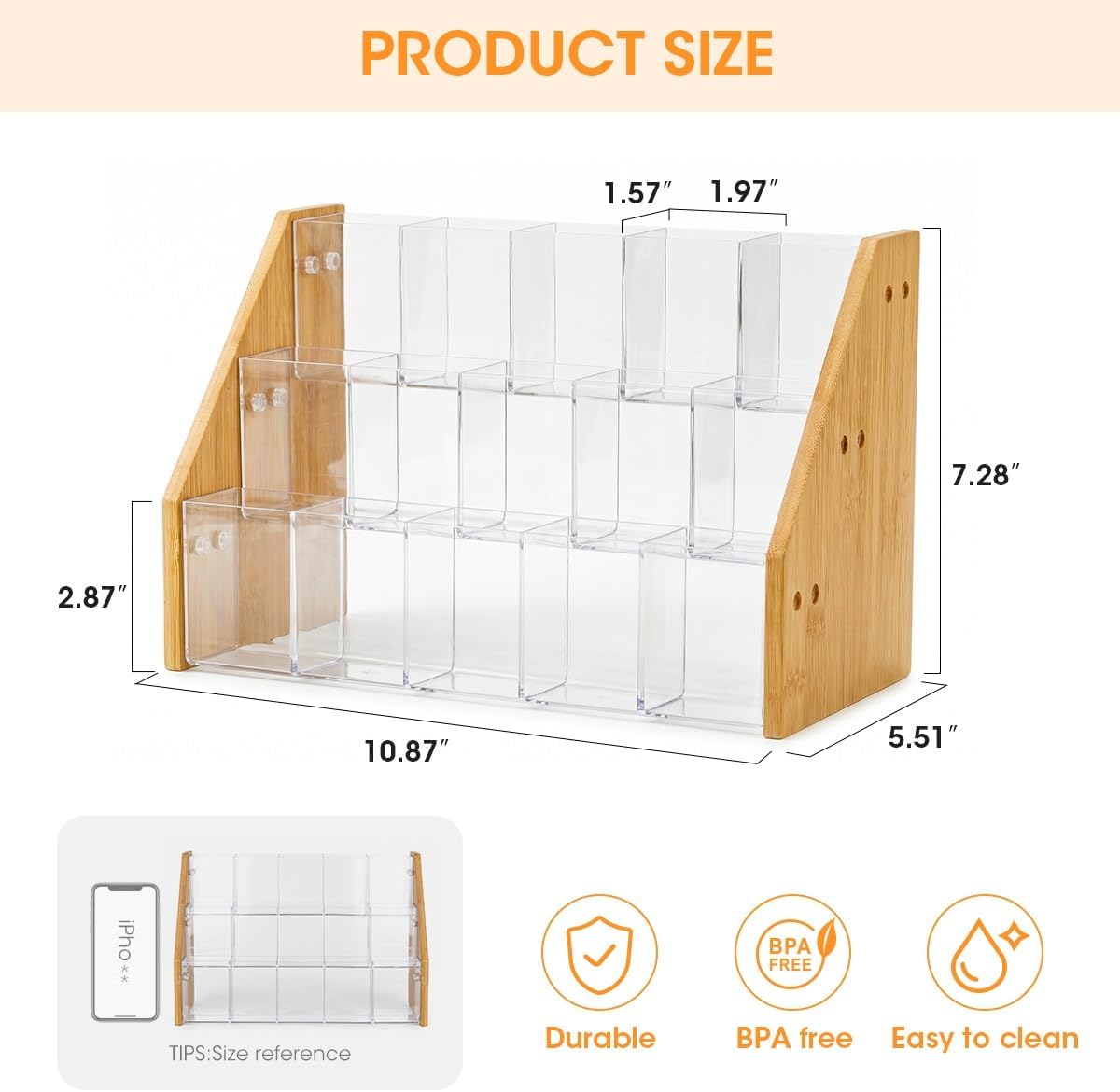 AIEVE Bamboo Drink Packet Organizer, 3-Tier Drink Mix Organizer