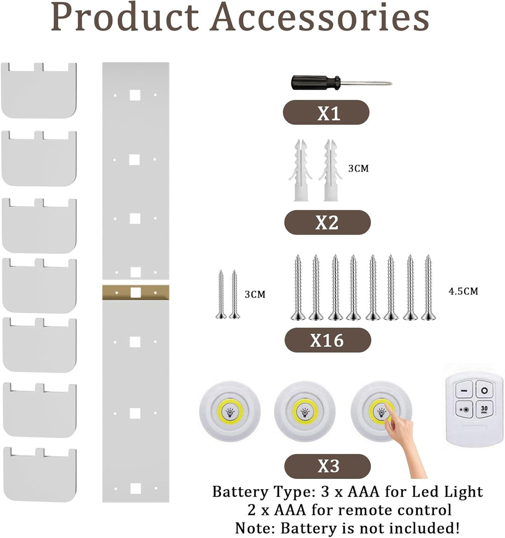 7 Tier Wall Shelf with LED Lights Lack Shelf for Room Collection, White