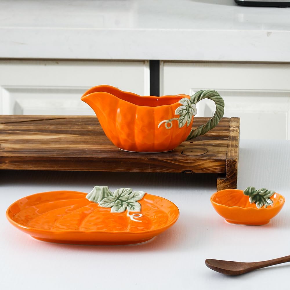 Fall Pumpkin Ceramic Side Dishes Small Ramekins, DippingBowls, Set of 4