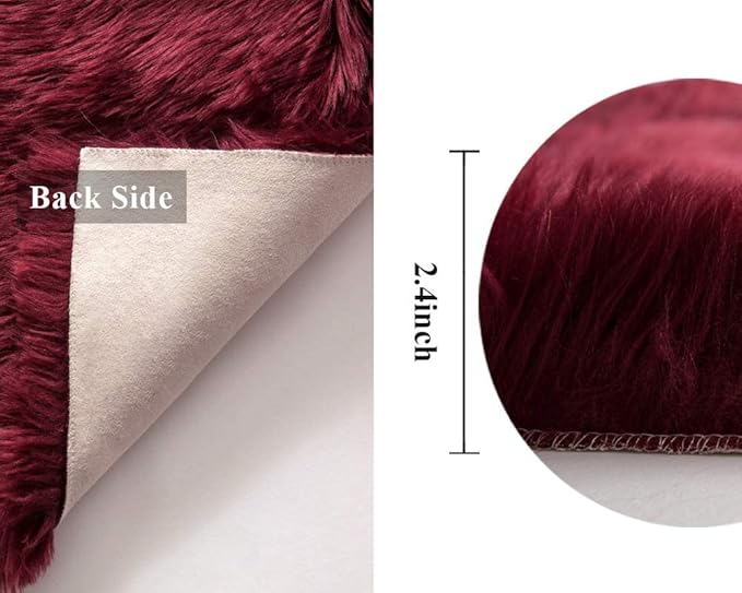 MIULEE Fluffy Rug Soft Shaggy Faux Fur Area Rug Luxury Plush Rectangle Carpet - Image 2