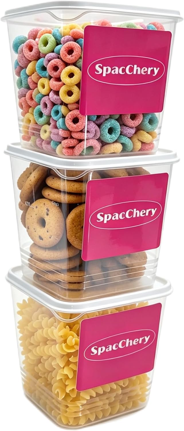 Dry Food Storage Containers, 2.7L /95 oz Plastic Food Storage Containers for Kitchen and Pantry Organization for Cereal, Berries, Baking Supplies,Flour and Sugar,BPA Free,Reusable Container