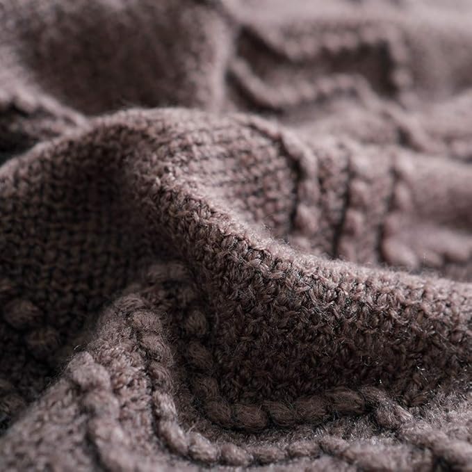 BOURINA Brown Throw Blanket 50x60 Inches Throw Textured Solid Soft Sofa Couch - Image 5